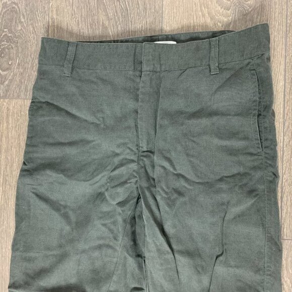 Aritzia Community Pants Straight Leg Cargo Army Linen blend Trouser Zipper Ankle - Picture 4 of 12